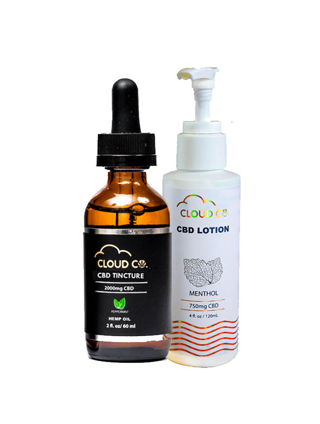 2000mg CBD Oil Tincture & 750mg CBD Lotion Combo Pack